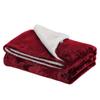 HNU 1 Piece Casual Style Sherpa Fleece Throw Blanket, Beautiful Durable Reversible Comfortable Soft Warm Cozy Comfy Burgundy Red Bedding view 1