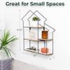 Greenco Shelf, Natural Geometric House Shaped 3 Tier Mounted Floating Shelves, Home Decor, Metal Wire and Rustic Wood Wall Storage Shelves for Bedroom, Living Room, Bathroom, Kitchen and Office view 3