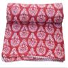 Sophia-Art Indian King/Twin Handmade Bohemian Hand Block Print Pure Cotton Bedspread Kantha Stitch Hippie Kantha Bed Spread Reversible Bedcover Throw Quilt (Handblock 8, 90" x 108") view 1