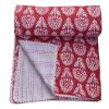 Sophia-Art Indian King/Twin Handmade Bohemian Hand Block Print Pure Cotton Bedspread Kantha Stitch Hippie Kantha Bed Spread Reversible Bedcover Throw Quilt (Handblock 8, 90" x 108") view 2