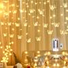 Butterfly Curtain Fairy Lights USB Plug in,8 Modes 120 LED 19.7FT Firefly Twinkle Timer String Lights with Remote, Waterproof Copper Wire for Bedroom Patio Christmas Wedding Party Dorm(Warm White) view 1