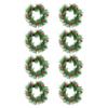 Lurrose 8pcs Christmas Candle Ring Red Berry Candle Rings Wreath with Green Snowy Pine Needles Artificial Christmas Wreath Xmas Table Centerpiece Advent Calendar Decorations view 1