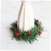 Lurrose 8pcs Christmas Candle Ring Red Berry Candle Rings Wreath with Green Snowy Pine Needles Artificial Christmas Wreath Xmas Table Centerpiece Advent Calendar Decorations view 4