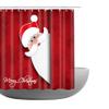 Amagical Christmas Background with Cute Santa Claus Pattern 4 Piece Bathroom Mat Set Shower Curtain Set Merry Christmas Bath Mat Contour Mat Toilet Cover Shower Curtain with 12 Hooks view 2