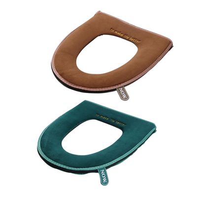 Cabilock 2pcs Toilet Cover Toilet Mat Toilet Pillow Commode Liners Heated Toilet Seat Sticky Toilet Seat Cover Toilet Seat Cushion Round Toilet Seat Round Toilet Warmer Flannel Soft Zipper