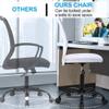 BestShop Home Office Chair, Computer Desk Chair, Mid Back Mesh Height Adjustable Small Modern Task Chairs, No Armrest Rolling Swivel Chairs with Wheels, White view 2
