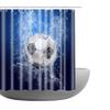 Amagical Water Drops Around Soccer Ball on Blue Background Pattern 4 Piece Bathroom Mat Set Shower Curtain Set Bath Mat Contour Mat Toilet Cover Shower Curtain with 12 Hooks view 2
