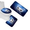 Amagical Water Drops Around Soccer Ball on Blue Background Pattern 4 Piece Bathroom Mat Set Shower Curtain Set Bath Mat Contour Mat Toilet Cover Shower Curtain with 12 Hooks view 3