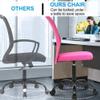 BestShop Home Office Chair, Computer Desk Chair, Mid Back Mesh Height Adjustable Small Modern Task Chairs, No Armrest Rolling Swivel Chairs with Wheels, Pink view 3