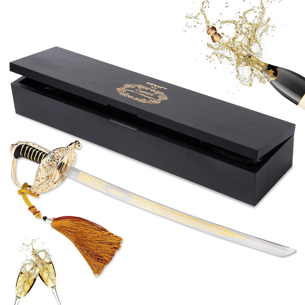 Resafy Champagne Saber Champagne Golden Handle Knife Champagne Sword Champagne Opener With Gift Case for Party Wedding