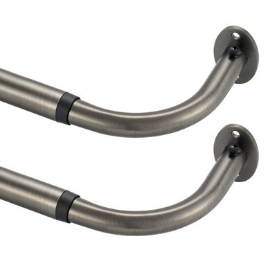2 Pack Room Darkening Curtain Rod 48-84 Inches, Easy Install Curtain Rods Wrap Around Design, 3/4 Inch Diameter Single Drapery Rod, Extendable Metal Rod Window Treatment (2 Pack Matte Black Nickel)