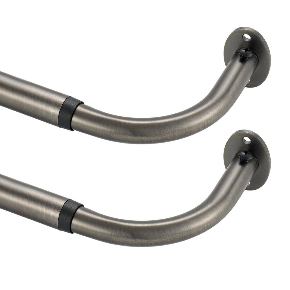 2 Pack Room Darkening Curtain Rod 48-84 Inches, Easy Install Curtain Rods Wrap Around Design, 3/4 Inch Diameter Single Drapery Rod, Extendable Metal Rod Window Treatment (2 Pack Matte Black Nickel)