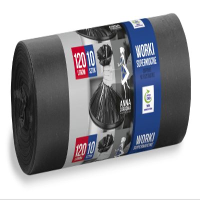 ANNA ZARADNA ST-AZ-001972 Rubbish Bags Tear-Resistant Super Strong 120 L | Pack of 10 | Rubbish Bags for Household Waste Office Made of Thick LDPE Regranulate Film Colour: Black, 120 L