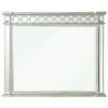 Benjara Wall Wooden Raised Geometric Pattern Frame Mirror with Beveled Edges, Silver view 1