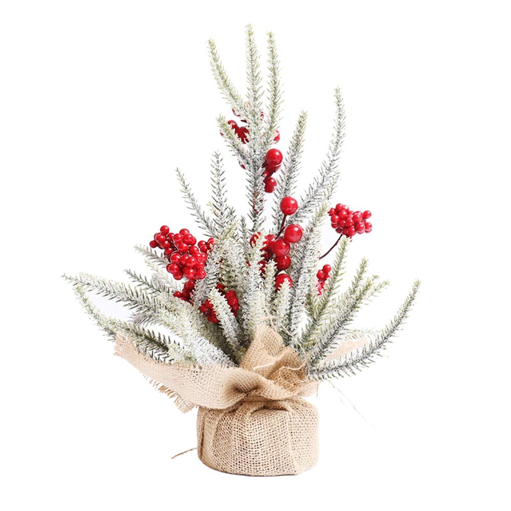 Christmas Tree RENRUIRUI Small Desktop Artificial Home Office Farmhouse Xmas Decoration (Color : Red Berry)