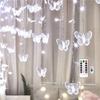 Butterfly Curtain Fairy Lights USB Plug in,8 Modes 120 LED 19.7FT Firefly Twinkle Timer String Lights with Remote, Waterproof Copper Wire for Bedroom Patio Christmas Wedding Party Dorm (Cool White) view 1