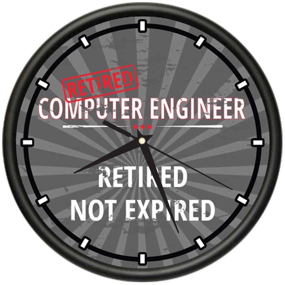SignMission Retired Computer Engineer Design Wall Clock | Precision Quartz Movement | Retired Not Expired Funny Home Dcor | Home, Office or Bedroom Decoration Retirement Personalized Gift
