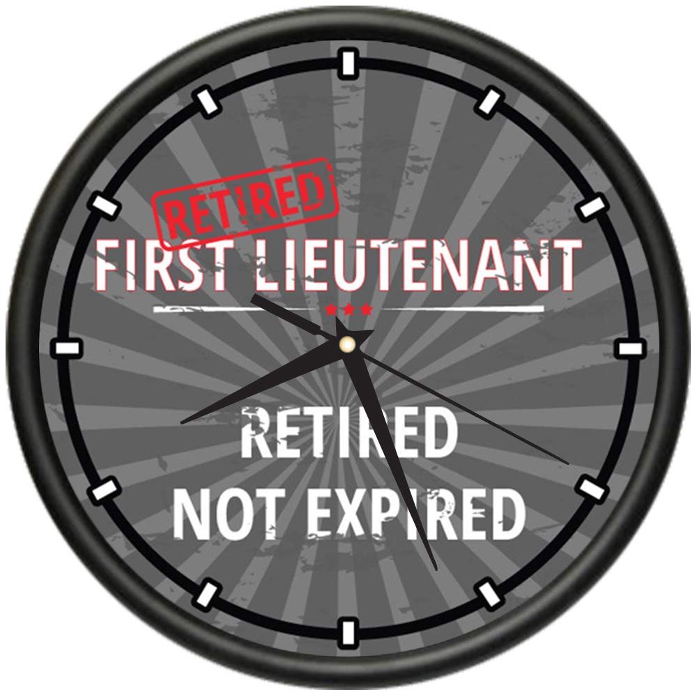 SignMission Retired First Lieutenant Design Wall Clock | Precision Quartz Movement | Retired Not Expired Funny Home Dcor | Home, Office or Bedroom Decoration Retirement Personalized Gift
