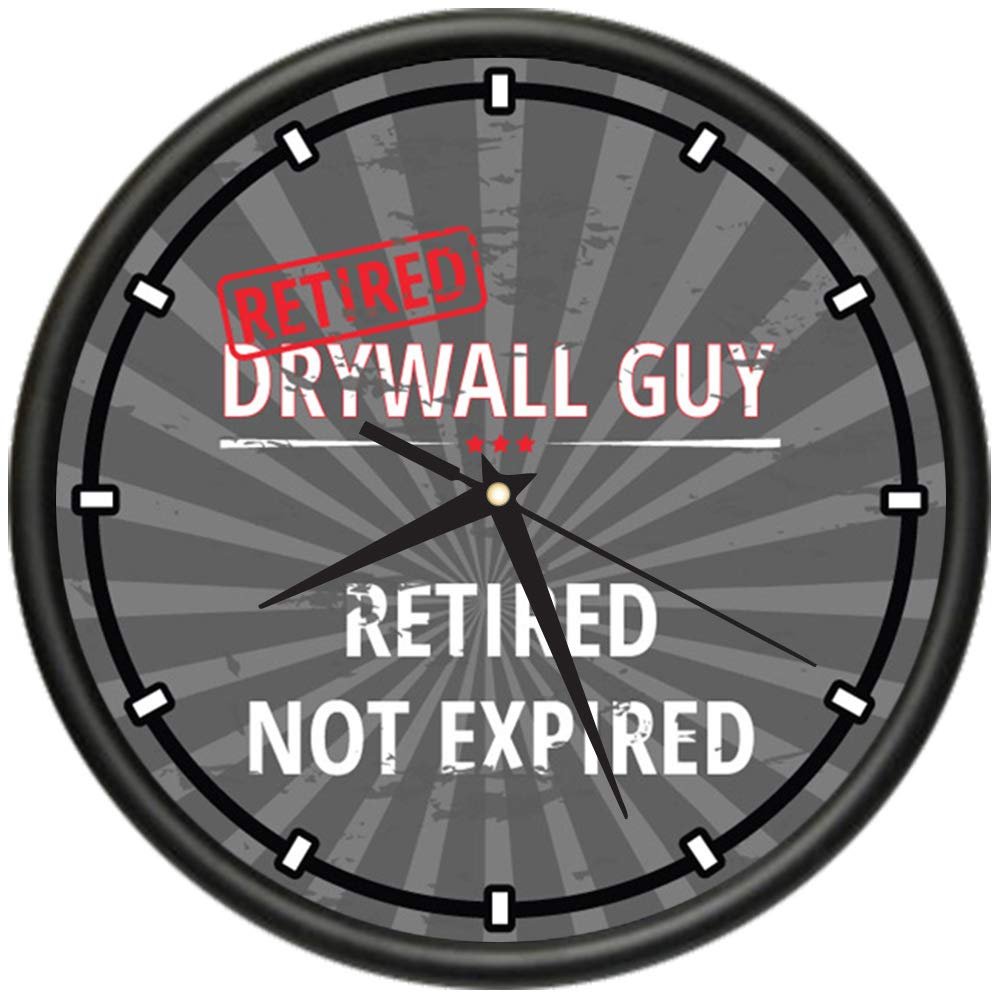 SignMission Retired Drywall Guy Design Wall Clock | Precision Quartz Movement | Retired Not Expired Funny Home Dcor | Home, Office or Bedroom Decoration Retirement Personalized Gift