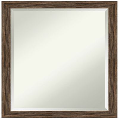 Amanti Art Brown Bathroom Mirror for Over Sink, 27x21 Regis Barnwood Mocha Narrow Rectangle Vanity Mirror, Medium Rustic Wood Frame, Hangs Horizonally and Vertically, Bathroom Wall Decor, Beveled Edge