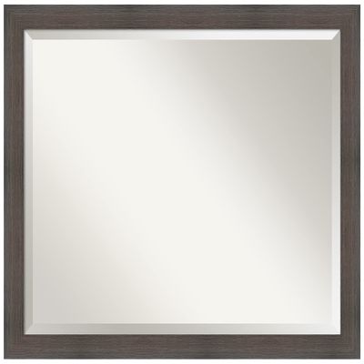 Amanti Art Brown Bathroom Mirror for Over Sink, 25x31 Hardwood Chocolate Narrow Rectangle Vanity Mirror, Large Rustic Wood Frame, Hangs Horizonally and Vertically, Bathroom Wall Decor, Beveled Edge