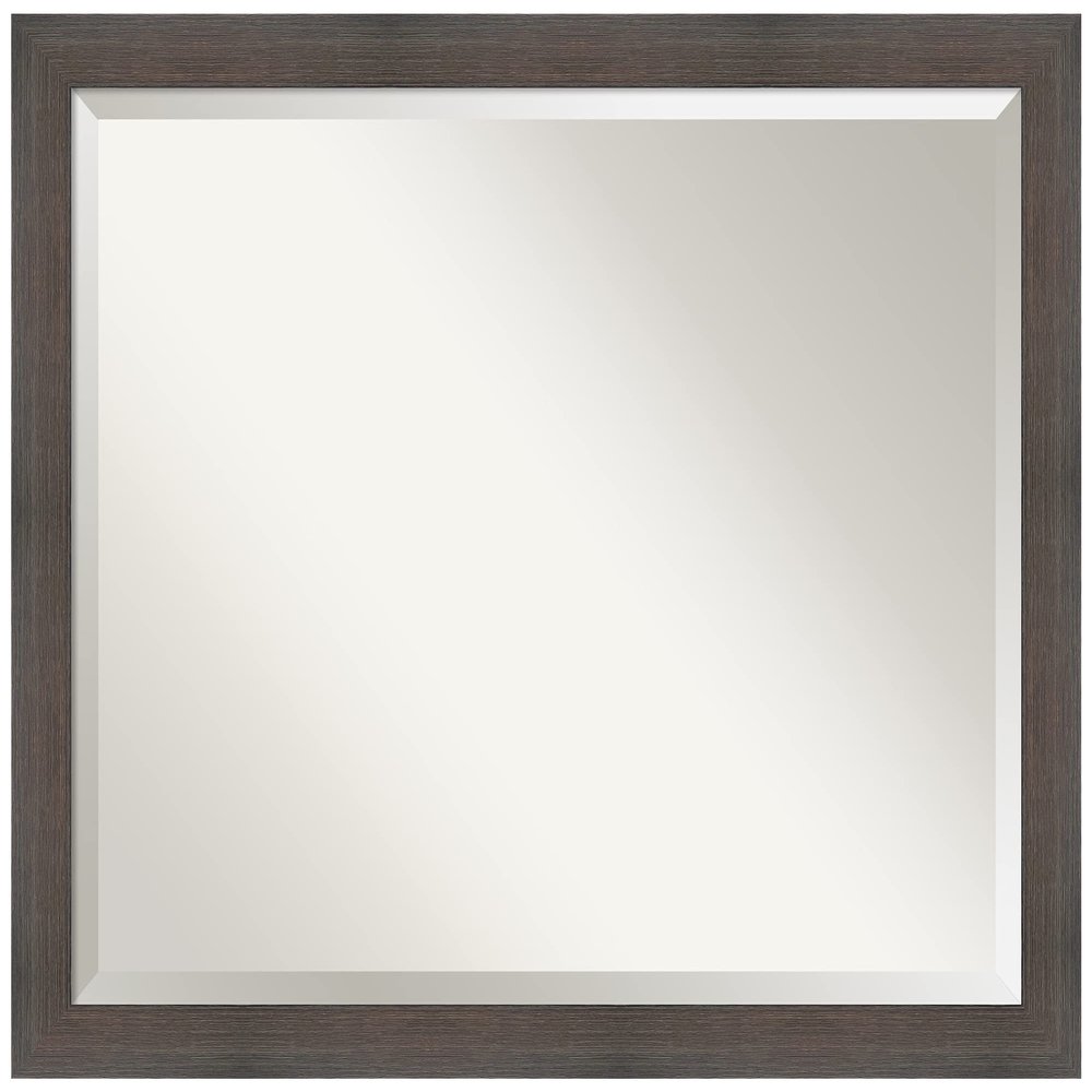 Amanti Art Brown Bathroom Mirror for Over Sink, 25x31 Hardwood Chocolate Narrow Rectangle Vanity Mirror, Large Rustic Wood Frame, Hangs Horizonally and Vertically, Bathroom Wall Decor, Beveled Edge
