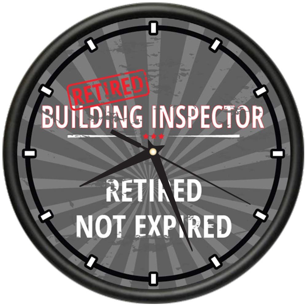SignMission Retired Building Inspector Design Wall Clock | Precision Quartz Movement | Retired Not Expired Funny Home Dcor | Home, Office or Bedroom Decoration Retirement Personalized Gift