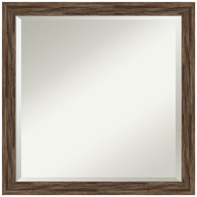 Amanti Art Brown Bathroom Mirror for Over Sink, 23x23 Regis Barnwood Mocha Narrow Square Vanity Mirror, Medium Rustic Wood Frame, Hangs Horizonally and Vertically, Bathroom Wall Decor, Beveled Edge
