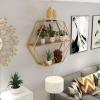WYFZT Floating Shelves Wood Wall Mounted Shelf, Modern Rustic Wall Rack, Metal Wall Holder for Bedroom, Bathroom, Living Room, Kitchen, Home Office, Laundry Room, Gold view 2