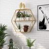 WYFZT Floating Shelves Wood Wall Mounted Shelf, Modern Rustic Wall Rack, Metal Wall Holder for Bedroom, Bathroom, Living Room, Kitchen, Home Office, Laundry Room, Gold view 4