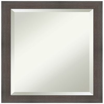 Amanti Art Brown Bathroom Mirror for Over Sink, 23x19 Hardwood Chocolate Narrow Rectangle Vanity Mirror, Small Rustic Wood Frame, Hangs Horizonally and Vertically, Bathroom Wall Decor, Beveled Edge