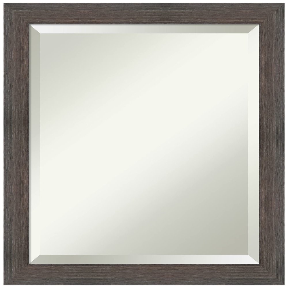 Amanti Art Brown Bathroom Mirror for Over Sink, 23x19 Hardwood Chocolate Narrow Rectangle Vanity Mirror, Small Rustic Wood Frame, Hangs Horizonally and Vertically, Bathroom Wall Decor, Beveled Edge