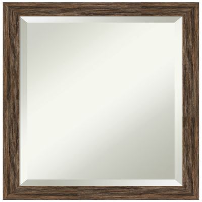 Amanti Art Brown Bathroom Mirror for Over Sink, 23x19 Regis Barnwood Mocha Narrow Rectangle Vanity Mirror, Small Rustic Wood Frame, Hangs Horizonally and Vertically, Bathroom Wall Decor, Beveled Edge