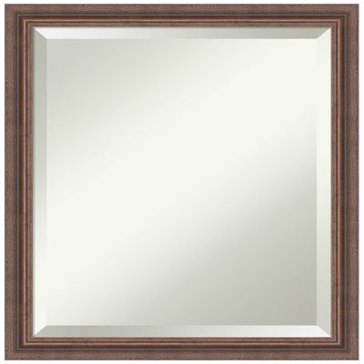 Amanti Art Brown Bathroom Mirror for Over Sink, 23x19 Distressed Rustic Brown Rectangle Vanity Mirror, Small Rustic Wood Frame, Hangs Horizonally and Vertically, Bathroom Wall Decor, Beveled Edge