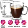[12 Oz, 2-Pack] Large Clear Glass Coffee Mugs - Double Wall Insulated Glass Tea Cups with Handle - Perfect for Large Espresso Latte Cappuccino - Heat Resistant , Dishwasher and Microwave Safe view 2