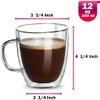 [12 Oz, 2-Pack] Large Clear Glass Coffee Mugs - Double Wall Insulated Glass Tea Cups with Handle - Perfect for Large Espresso Latte Cappuccino - Heat Resistant , Dishwasher and Microwave Safe view 3