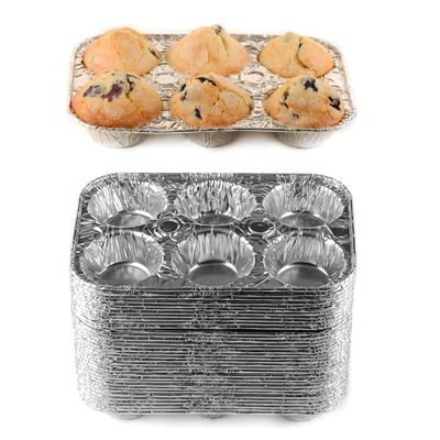 EcoQuality [150 PACK] Aluminum 6-Cup Muffin Pan - Disposable Aluminum Cupcake Pans - Strong, Durable, Reusable, Recyclable - Muffin Tin Great for Baking Cupcakes, Muffins, Small Pies
