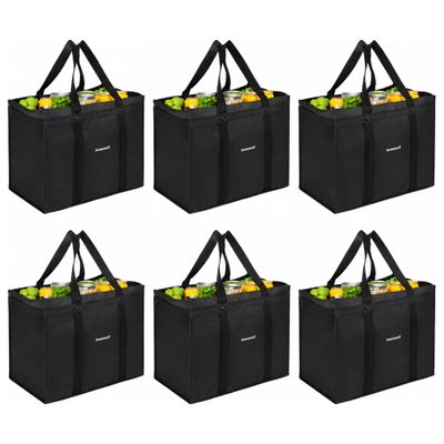 Homemell Heavy Duty Reusable Grocery Bags, Large Shopping Tote Bag, 6 Pack