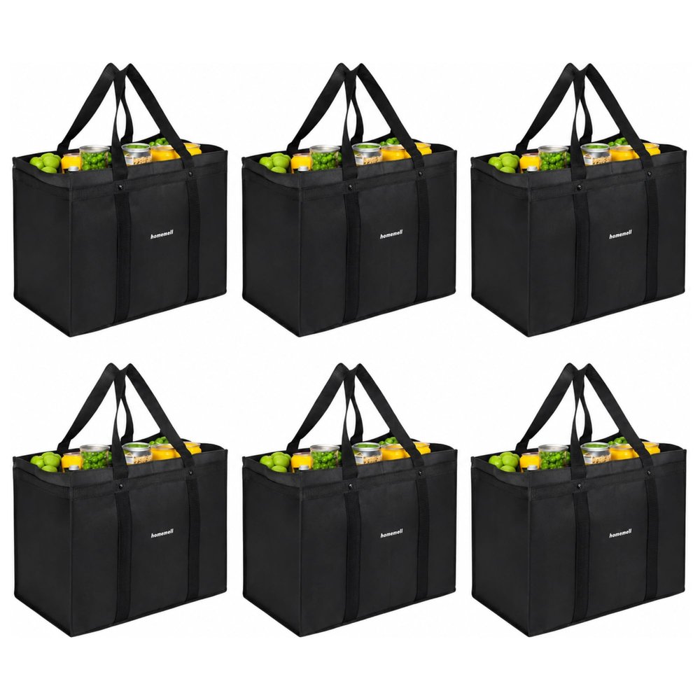 Homemell Heavy Duty Reusable Grocery Bags, Large Shopping Tote Bag, 6 Pack