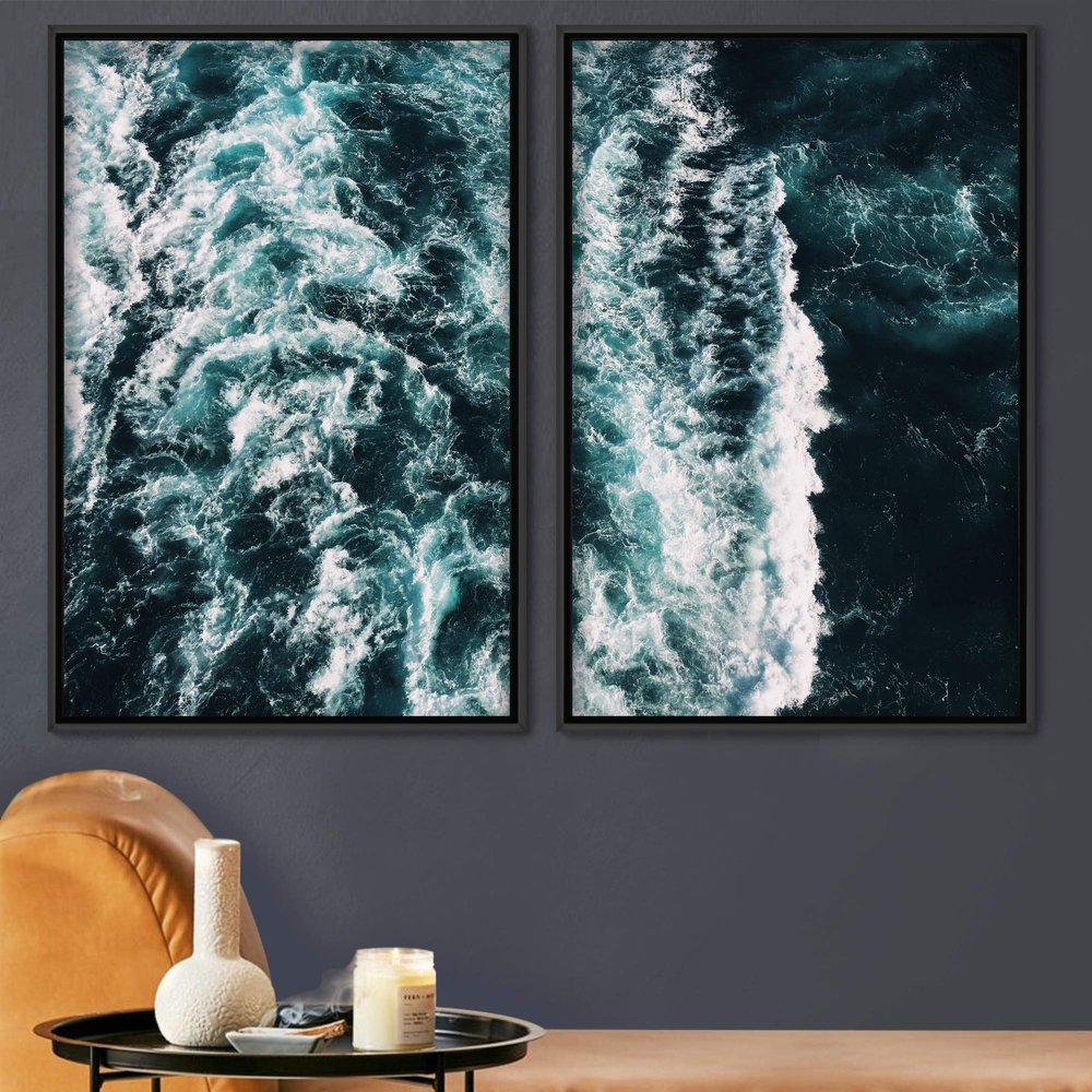SIGNWIN 2 Piece Framed Canvas Wall Art Coastal Beach Canvas Prints Home Artwork Decoration for Living Room,Bedroom - 24"x36"x2 Panels