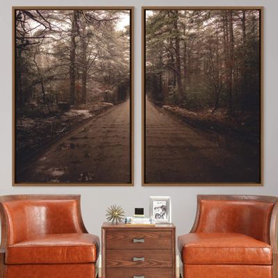 SIGNWIN 2 Piece Framed Canvas Wall Art Rustic Woods Canvas Prints Home Artwork Decoration for Living Room,Bedroom - 24"x36"x2 Panels