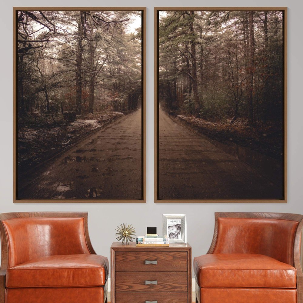 SIGNWIN 2 Piece Framed Canvas Wall Art Rustic Woods Canvas Prints Home Artwork Decoration for Living Room,Bedroom - 24"x36"x2 Panels