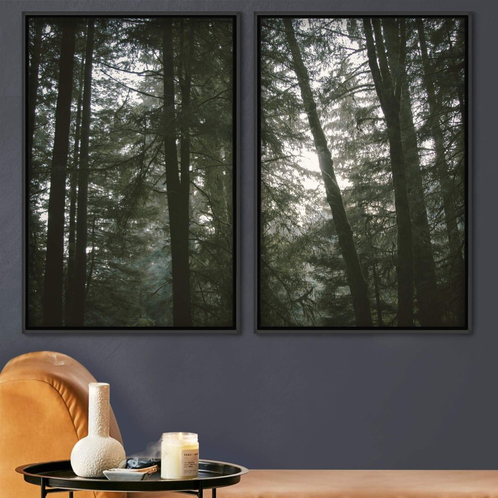 SIGNWIN 2 Piece Framed Canvas Wall Art Rustic Woods Canvas Prints Home Artwork Decoration for Living Room,Bedroom - 24"x36"x2 Panels