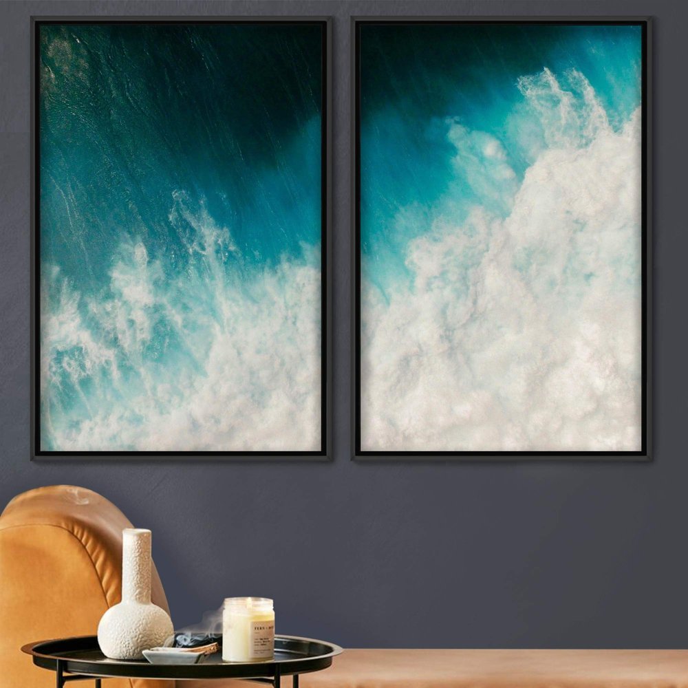 SIGNWIN 2 Piece Framed Canvas Wall Art Coastal Beach Canvas Prints Home Artwork Decoration for Living Room,Bedroom - 24"x36"x2 Panels