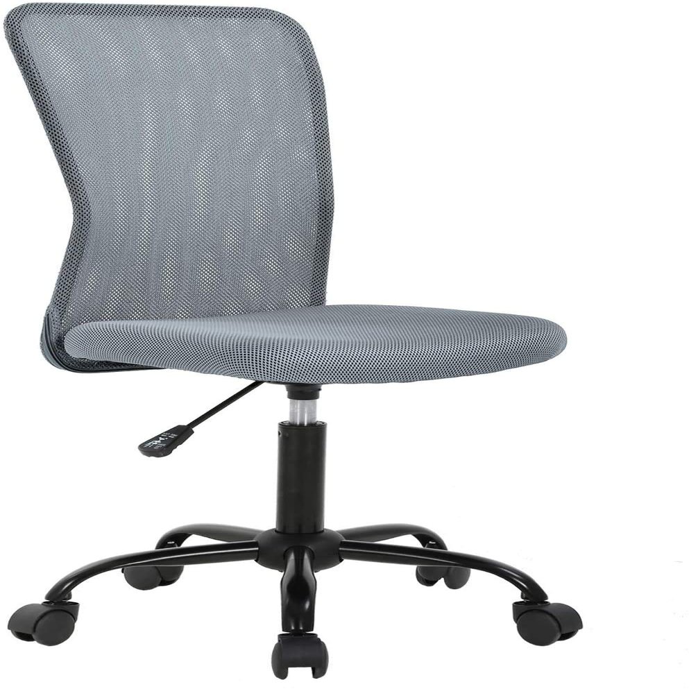 Best Ergonomic Cute Mesh Office Chair, Armless Lumbar Support, Chic Modern Desk PC Chair Black, Mid Back Adjustable Swivel for Home Office Conference Study Room Mesh Office Chair, Grey Set of 1