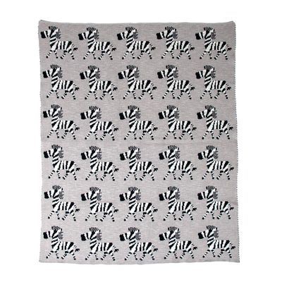Parkland Collection Zara 32x40 Gray Zebra Pattern Knitted Baby Blanket, 100% Cotton Soft Nursery Blanket for Infant Crib Stroller and Toddler