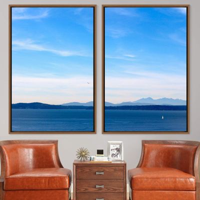 SIGNWIN 2 Piece Framed Canvas Wall Art Coastal Beach Canvas Prints Home Artwork Decoration for Living Room,Bedroom - 24"x36"x2 Panels