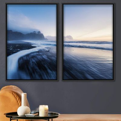 SIGNWIN 2 Piece Framed Canvas Wall Art Coastal Beach Canvas Prints Home Artwork Decoration for Living Room,Bedroom - 24"x36"x2 Panels