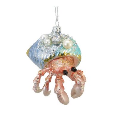 D D December Diamonds Hermit Crab Glass Christmas Ornament