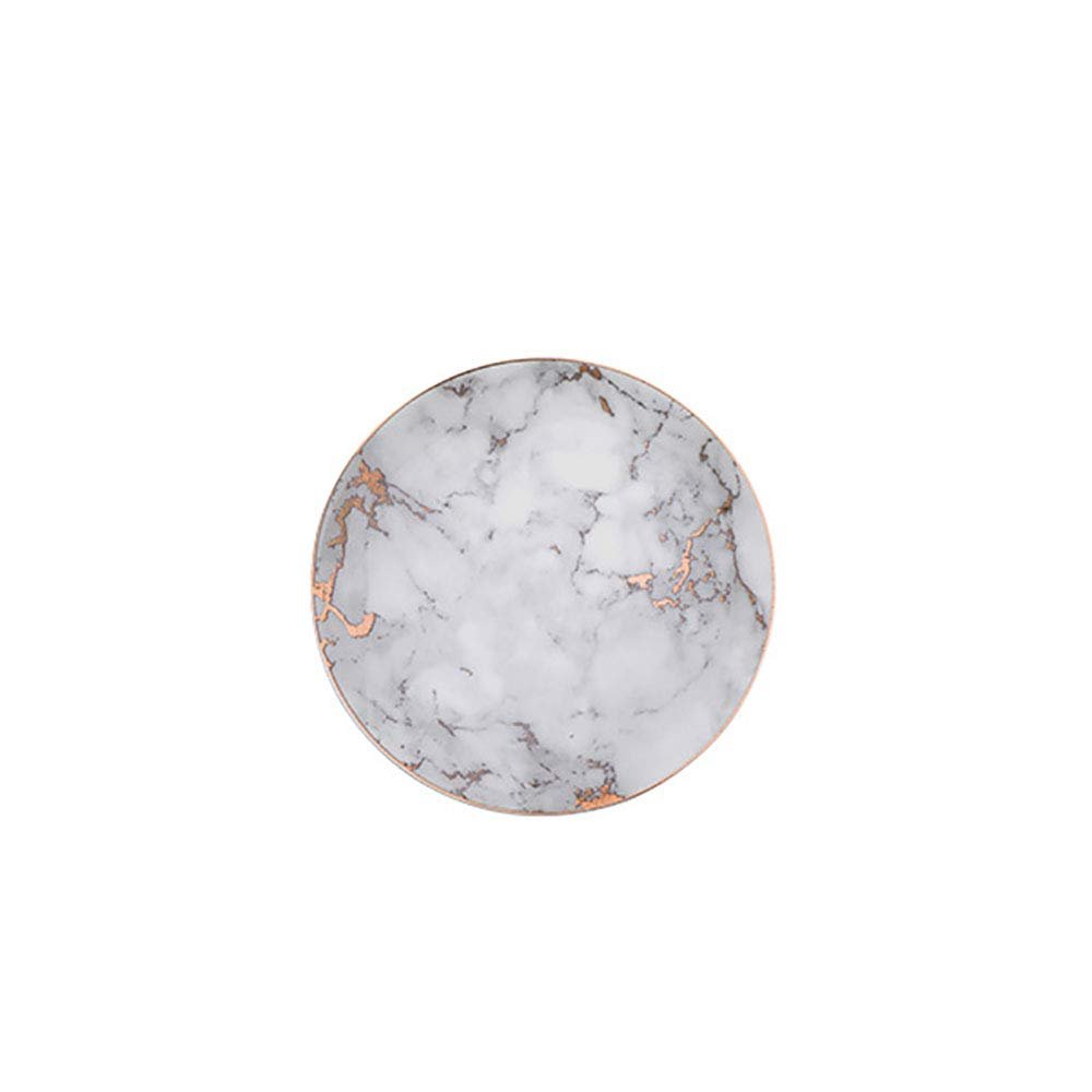 European Style Marble Ceramic Plates, Dinner Set Gold Inlay Porcelain Dessert Plate Steak Salad Snack Cake Plates Tableware,Gray,6inch